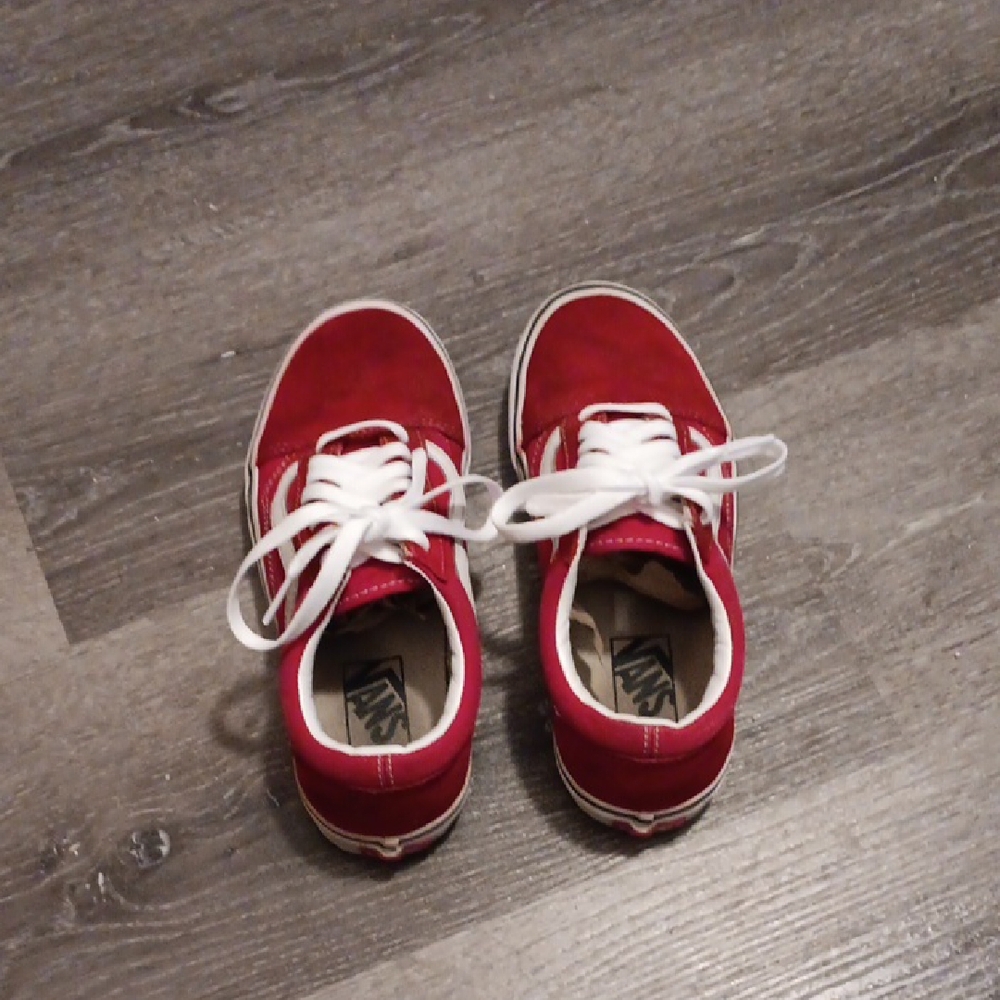 Vans Red and White Women's Sneakers - Picture 3 of 9